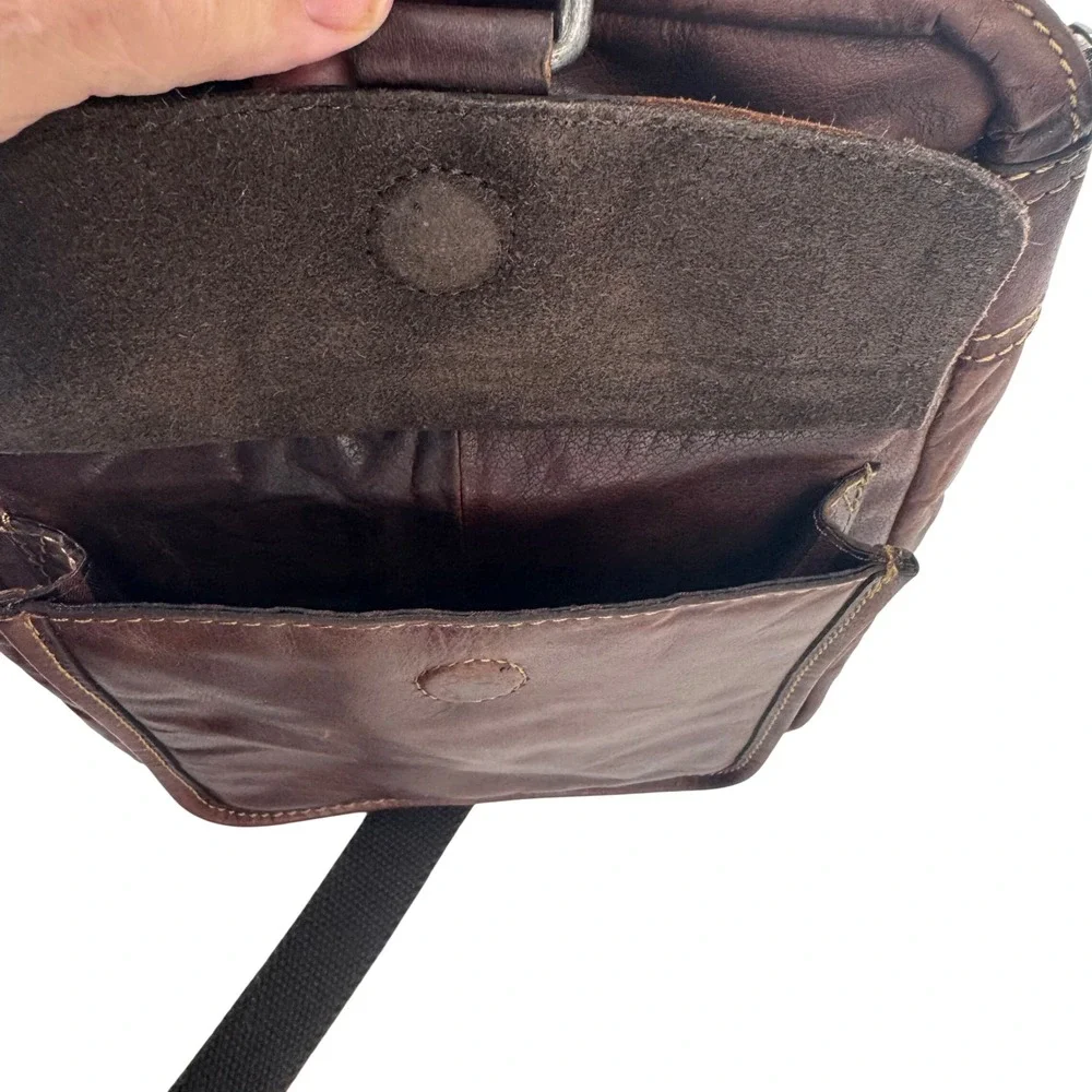 Jack Georges Brown Leather‎ Crossbody Messenger Bag Small Vertical Tablet Bag